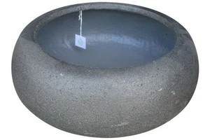 rd. light fiber concrete pot-sandy black-53x53x21