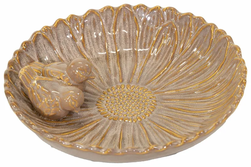 Village BirdBath Flower Old Pink D28H6