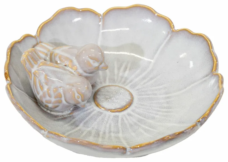 Village BirdBath Flower Pearl D23H6