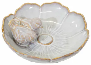Village BirdBath Flower Pearl D23H6